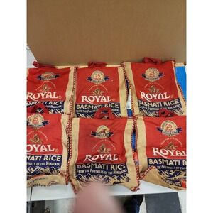 Royal Basmati Rice Burlap Tote Bag Grocery Shopping Bag Red Jute India